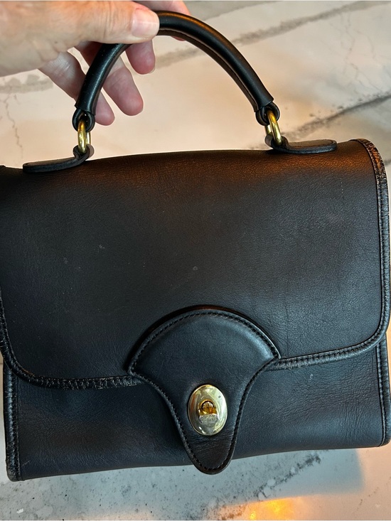 Kirkland Signature Handbags - Kirkland Signature Black Leather Top-Handle Satchel with Gold-Tone Turn Lock